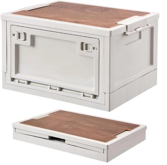 Ibenzoa® Opvouwbare en Ruime Camping Opbergdoos met Houten Deksel voor Veelzijdig Gebruik