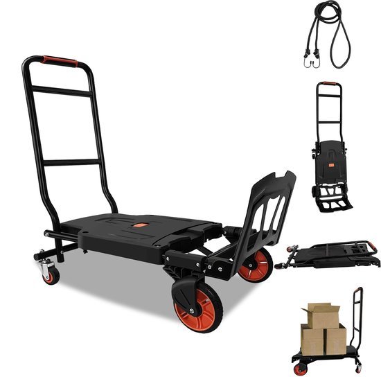 Ibenzoa® Multifunctionele en inklapbare transportwagen met grote wielen voor zwaar vervoer