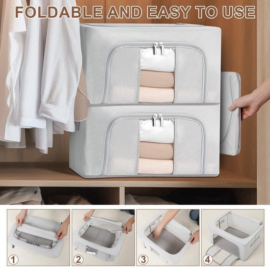 Ibenzoa® en stapelbare opbergdozen met rits en metalen frame voor kleding Ibenzoa® en stapelbare opbergdozen met rits en metalen frame voor kleding