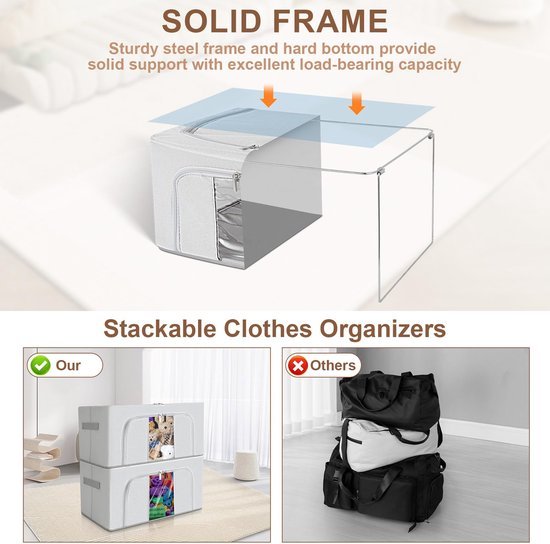 Ibenzoa® en stapelbare opbergdozen met rits en metalen frame voor kleding Ibenzoa® en stapelbare opbergdozen met rits en metalen frame voor kleding