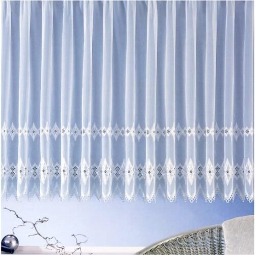 Ibenzoa® Elegant wit vitrage gordijn met macramé en borduurrand voor lichtinval