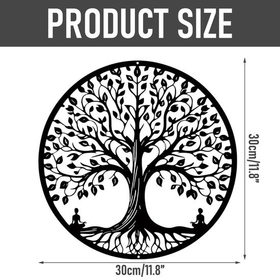 Ibenzoa® Ronde metalen wanddecoratie met levensboomontwerp voor elke ruimte