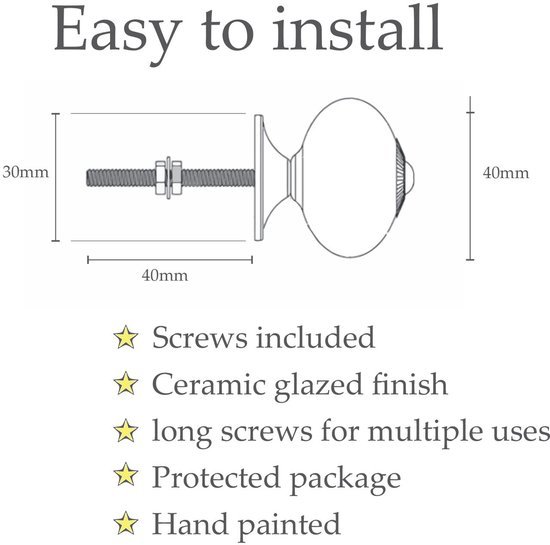 Ibenzoa® Set van 8 handgeschilderde keramische knoppen met vogelontwerpen voor meubels