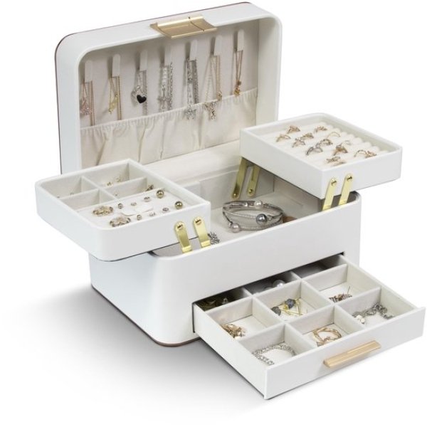 Unyqoos® Ruime en stijlvolle sieradenorganizer met drie niveaus voor dames Unyqoos® Ruime en stijlvolle sieradenorganizer met drie niveaus voor dames