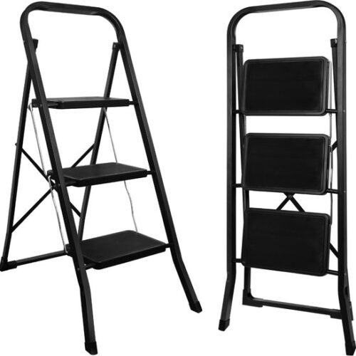 Ibenzoa® Inklapbare ladder met drie treden voor veilig gebruik in huis en kantoor