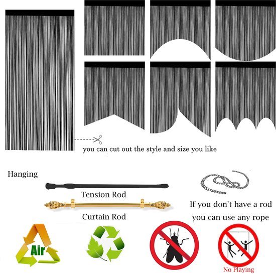 Ibenzoa® Decoratief vliegengordijn voor insectenbescherming en ruimteverdeling