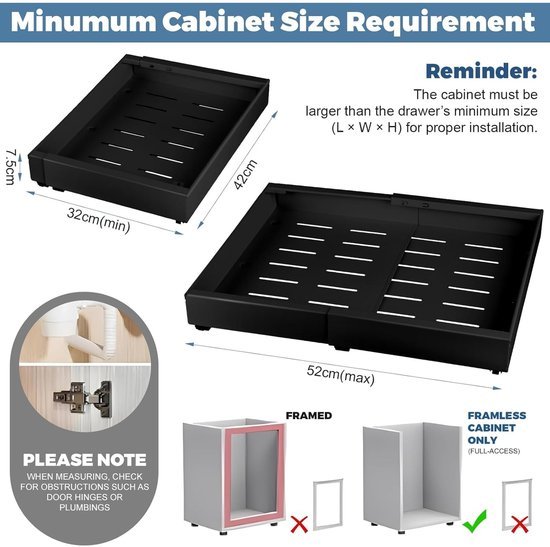 Ibenzoa® Set van 2 verstelbare uittrekbare keukenlades voor efficiënte organisatie