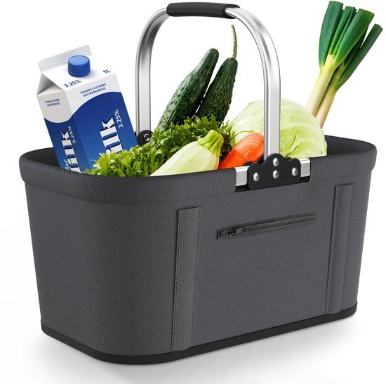 Ibenzoa® Opvouwbare boodschappentas met versteviging en extra vakken voor veelzijdig gebruik