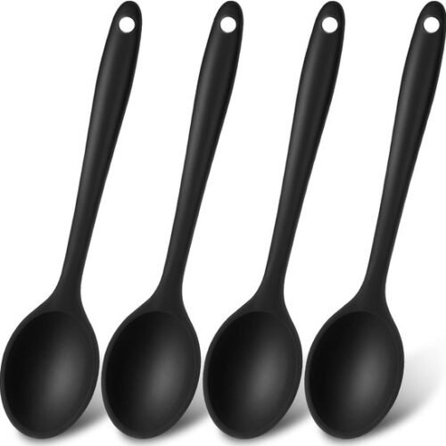 Ibenzoa® Set van vier hittebestendige siliconen keukenlepels voor veelzijdig gebruik