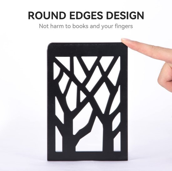 Unyqoos® Zwarte metalen boekensteunen met antislip voor stevige boekenopslag