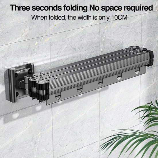 Ibenzoa® Ruimtebesparend uittrekbaar wasrek voor wandmontage met verstelbare stangen Ibenzoa® Ruimtebesparend uittrekbaar wasrek voor wandmontage met verstelbare stangen