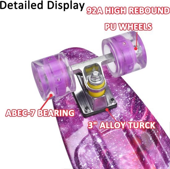 Unyqoos® Mini Cruiser Skateboard met LED Wielen voor Kinderen en Volwassenen Unyqoos® Mini Cruiser Skateboard met LED Wielen voor Kinderen en Volwassenen