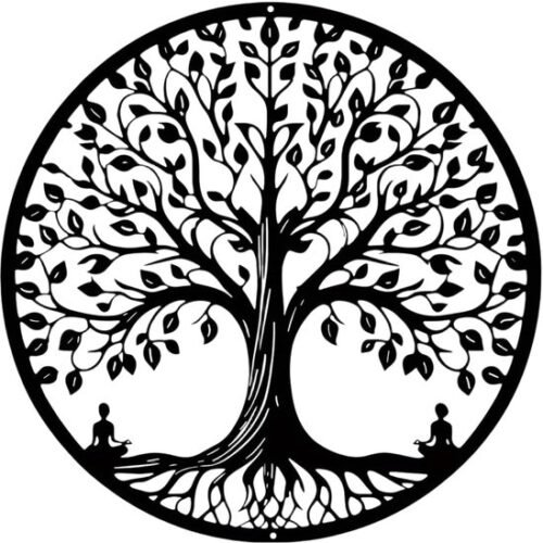 Ibenzoa® Ronde metalen wanddecoratie met levensboomontwerp voor elke ruimte