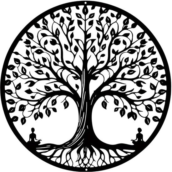 Ibenzoa® Ronde metalen wanddecoratie met levensboomontwerp voor elke ruimte