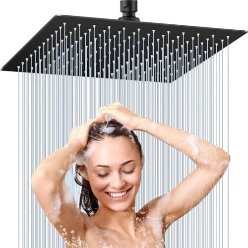 Ibenzoa® Luxe vierkante regendouchekop van roestvrij staal met zelfreinigende sproeiers