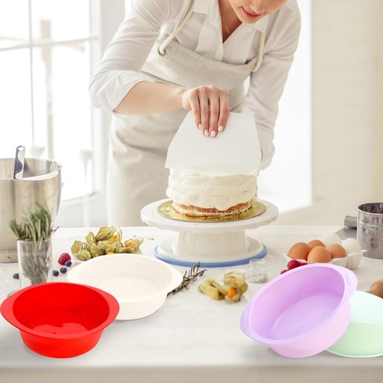 Unyqoos® Set van vier ronde siliconen bakvormen voor veelzijdig gebruik in de keuken