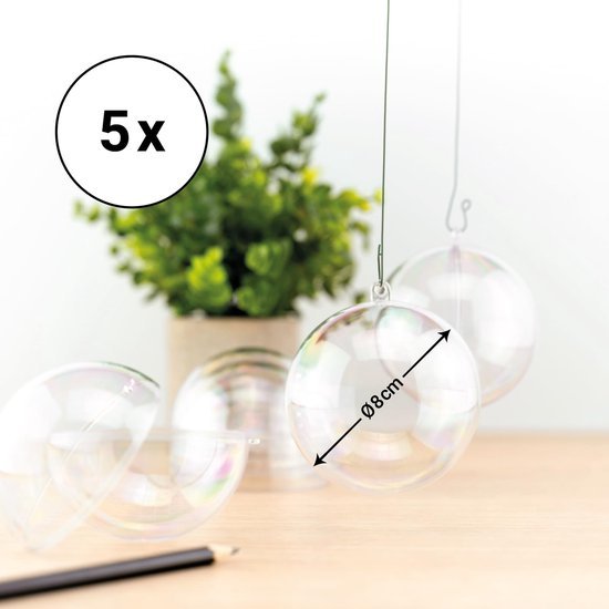 Unyqoos® Set van 5 transparante acryl ballen voor creatieve decoratieprojecten Unyqoos® Set van 5 transparante acryl ballen voor creatieve decoratieprojecten