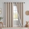 Unyqoos® Lichtbruine verduisteringsgordijnen met linnenlook en hittebescherming, set van twee
