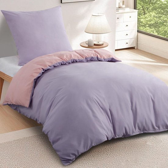 Unyqoos® Omkeerbaar tweedelig beddengoed in lavendelroze met ritssluiting en Oeko-Tex Unyqoos® Omkeerbaar tweedelig beddengoed in lavendelroze met ritssluiting en Oeko-Tex