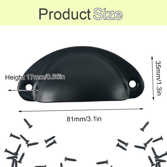 Ibenzoa® Set van 12 Retro Zwarte Halve Maan Kastgrepen voor Meubels