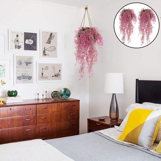 Ibenzoa® Set van 2 decoratieve hangende bloemen voor binnen en buiten gebruik Ibenzoa® Set van 2 decoratieve hangende bloemen voor binnen en buiten gebruik