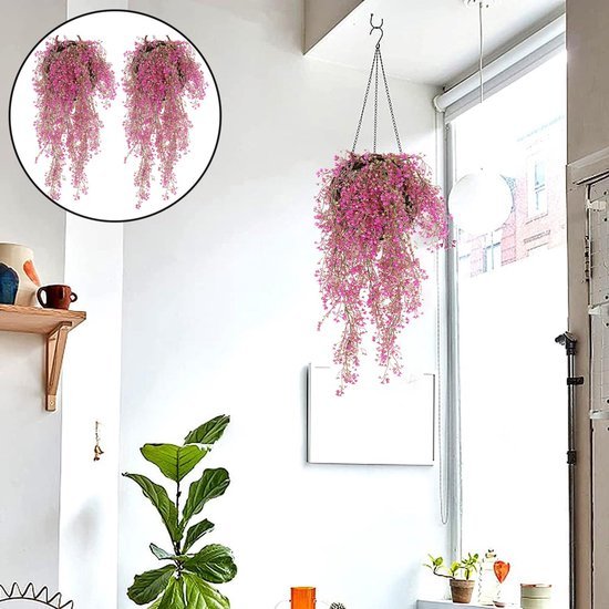 Ibenzoa® Set van 2 decoratieve hangende bloemen voor binnen en buiten gebruik Ibenzoa® Set van 2 decoratieve hangende bloemen voor binnen en buiten gebruik