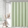 Ibenzoa® Stijlvol saliegroen douchegordijn met chevron patroon en kwastjes