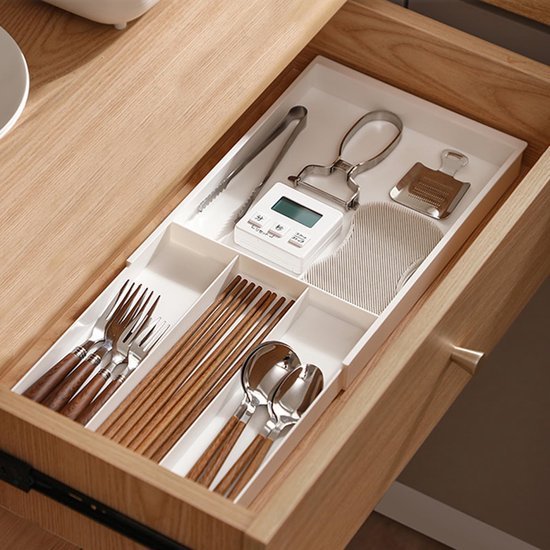Ibenzoa® Verstelbare kunststof bestekbak voor optimale organisatie van keukenladen