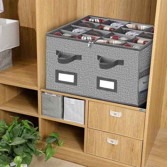 Ibenzoa® Opvouwbare schoenenopslag met 32 vakken en doorzichtig kijkvenster