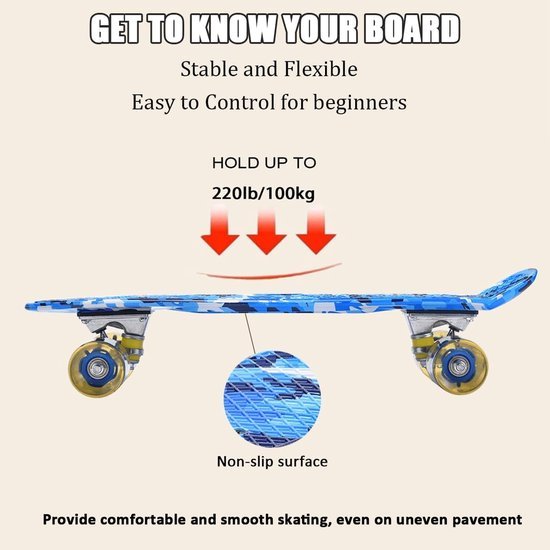 Unyqoos® Mini Cruiser Skateboard met LED Wielen voor Kinderen en Volwassenen Unyqoos® Mini Cruiser Skateboard met LED Wielen voor Kinderen en Volwassenen