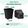 Unyqoos® Set van 100 kunststof kweekpotten voor binnen en buiten gebruik