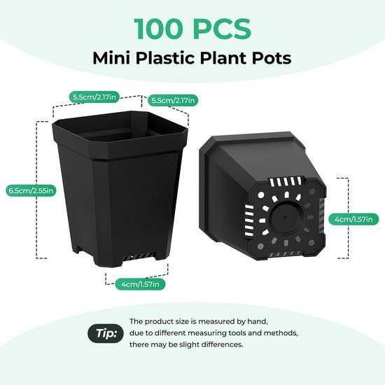 Unyqoos® Set van 100 kunststof kweekpotten voor binnen en buiten gebruik