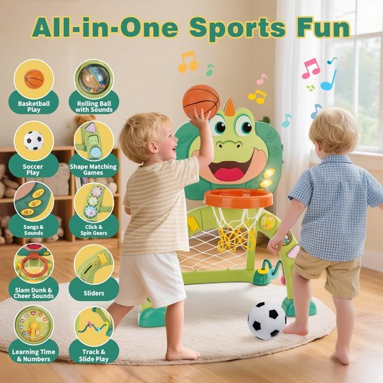 Unyqoos® Interactief speelcentrum voor peuters met basketbal en muziekactiviteiten Unyqoos® Interactief speelcentrum voor peuters met basketbal en muziekactiviteiten