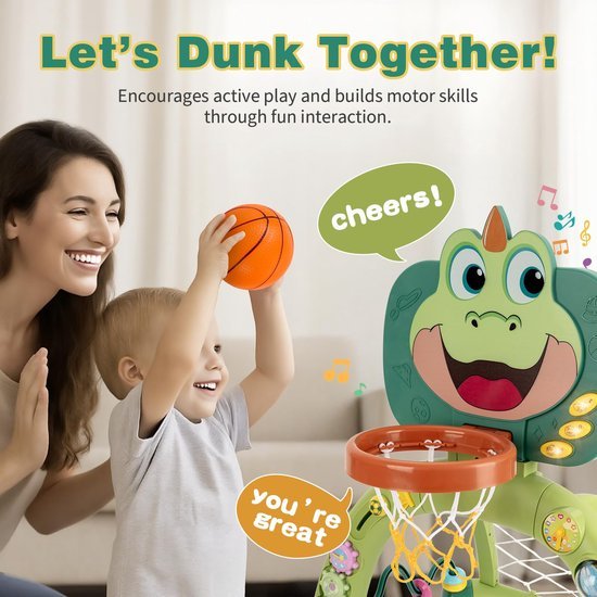 Unyqoos® Interactief speelcentrum voor peuters met basketbal en muziekactiviteiten Unyqoos® Interactief speelcentrum voor peuters met basketbal en muziekactiviteiten