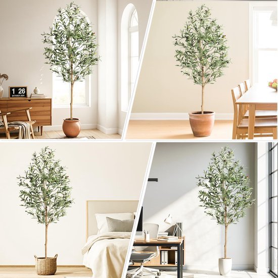 Unyqoos® Realistisch ogende kunstolijfboom voor stijlvolle binnen- en buitendecoratie