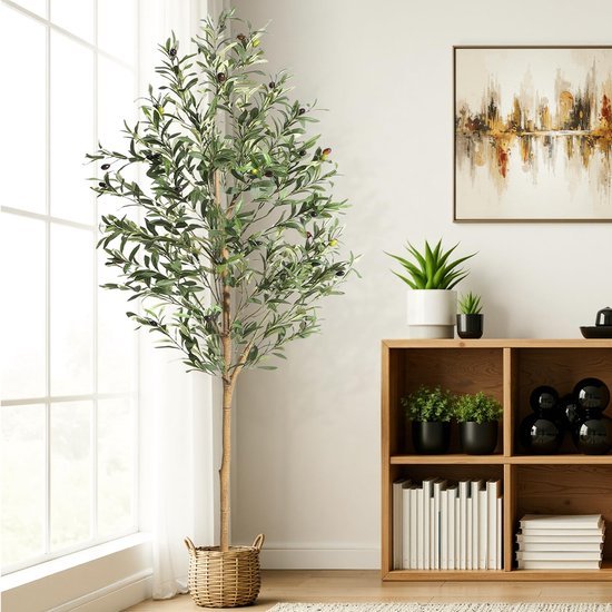 Unyqoos® Realistisch ogende kunstolijfboom voor stijlvolle binnen- en buitendecoratie