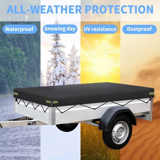 Ibenzoa® Weerbestendig afdekzeil voor aanhangers met reflecterende strepen en elastische touwen