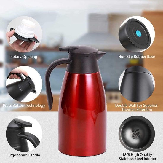 Ibenzoa® Roestvrijstalen thermoskan met en Ibenzoa® Roestvrijstalen thermoskan met en