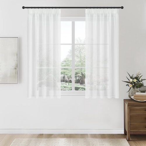 Ibenzoa® Korte witte gordijnen met lussenband voor kleine ramen 140x120 cm