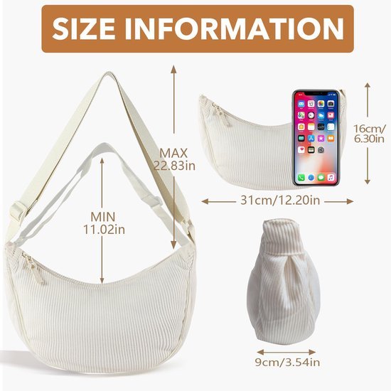 Ibenzoa® Stijlvolle en Praktische Halve Maan Crossbody voor Dames