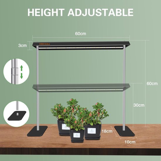 Ibenzoa® Verstelbare LED Kweeklamp Stand met Timer voor Binnenplanten