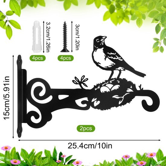 Unyqoos® Set van twee stevige metalen wandhaken voor planten en decoratie