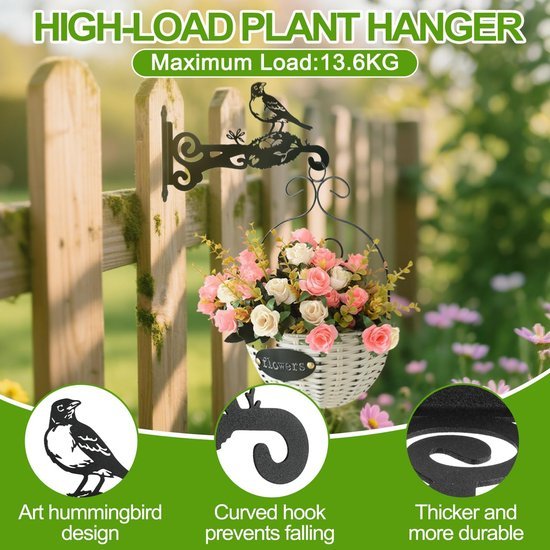 Unyqoos® Set van twee stevige metalen wandhaken voor planten en decoratie