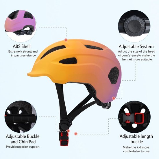 Unyqoos® Veilige en verstelbare kinderhelm voor fietsen en skaten in oranje kleur