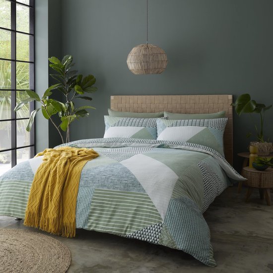 Ibenzoa® Geometrisch dekbedovertrek met kussensloop van 100% katoen