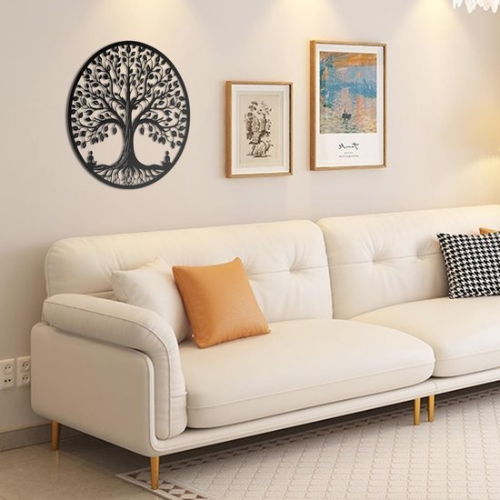 Ibenzoa® Ronde metalen wanddecoratie met levensboomontwerp voor elke ruimte