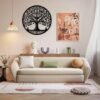 Ibenzoa® Ronde metalen wanddecoratie met levensboomontwerp voor elke ruimte