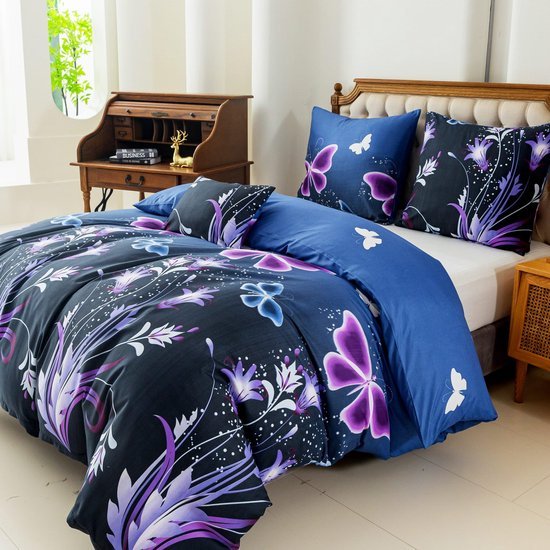 Ibenzoa® Luxe Beddengoedset met Vlinderontwerp, Inclusief Twee Kussenslopen Ibenzoa® Luxe Beddengoedset met Vlinderontwerp, Inclusief Twee Kussenslopen