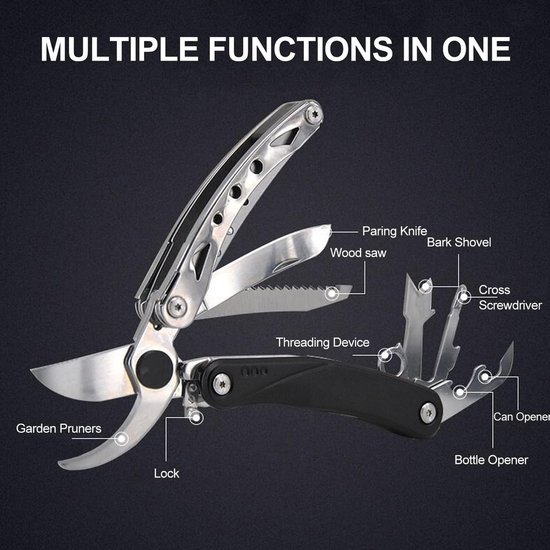 Ibenzoa® Multifunctioneel Tuingereedschap met 7-in-1 Functies voor Onderhoud en Kamperen