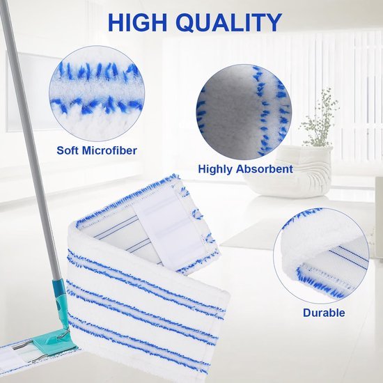 Ibenzoa® Set van vier microvezel dweilhoezen voor efficiënte vloerreiniging